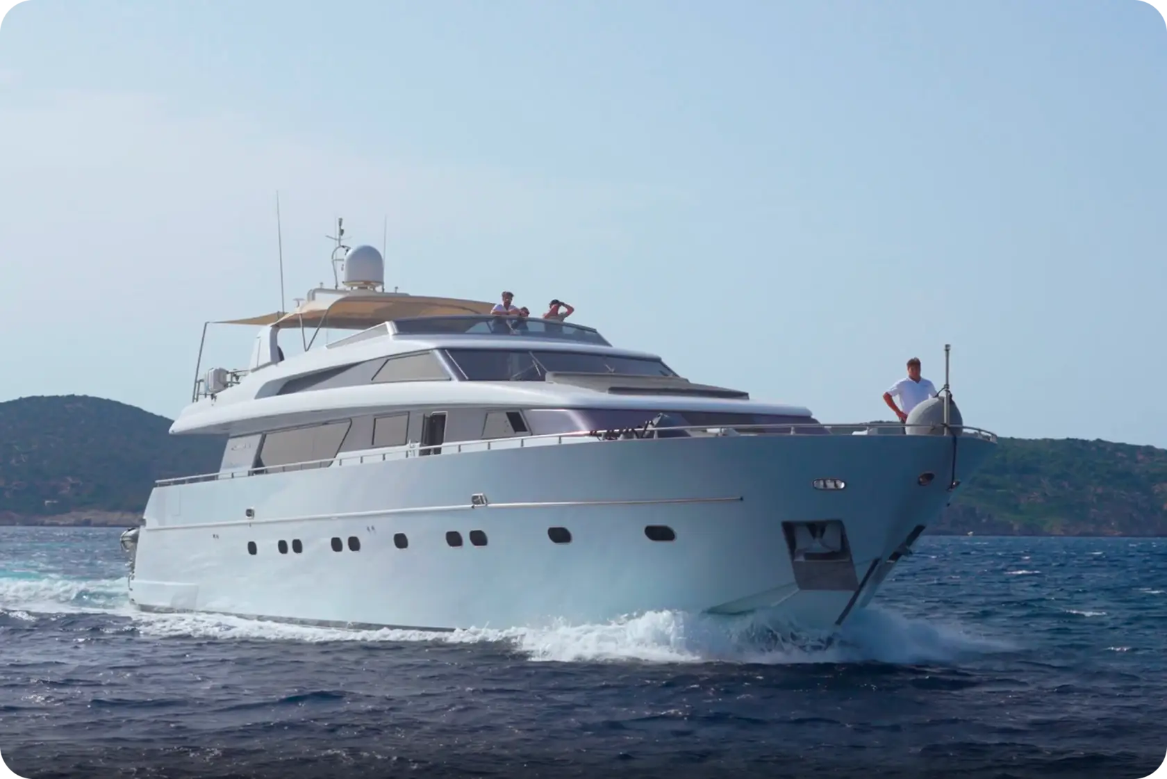 Yacht sailing close to the coast