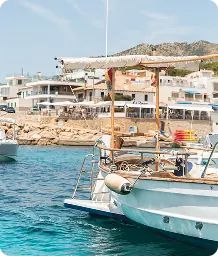 Boat moored next to the restaurant